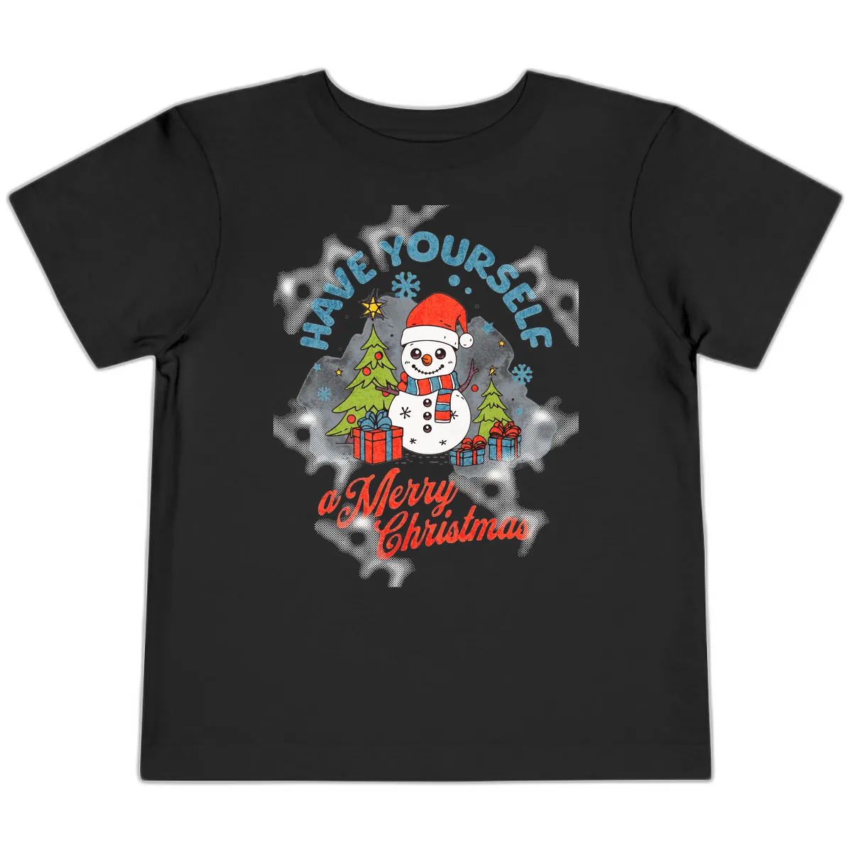 Have Yourself A Merry Snowman Christmas Toddler T-Shirt in Black