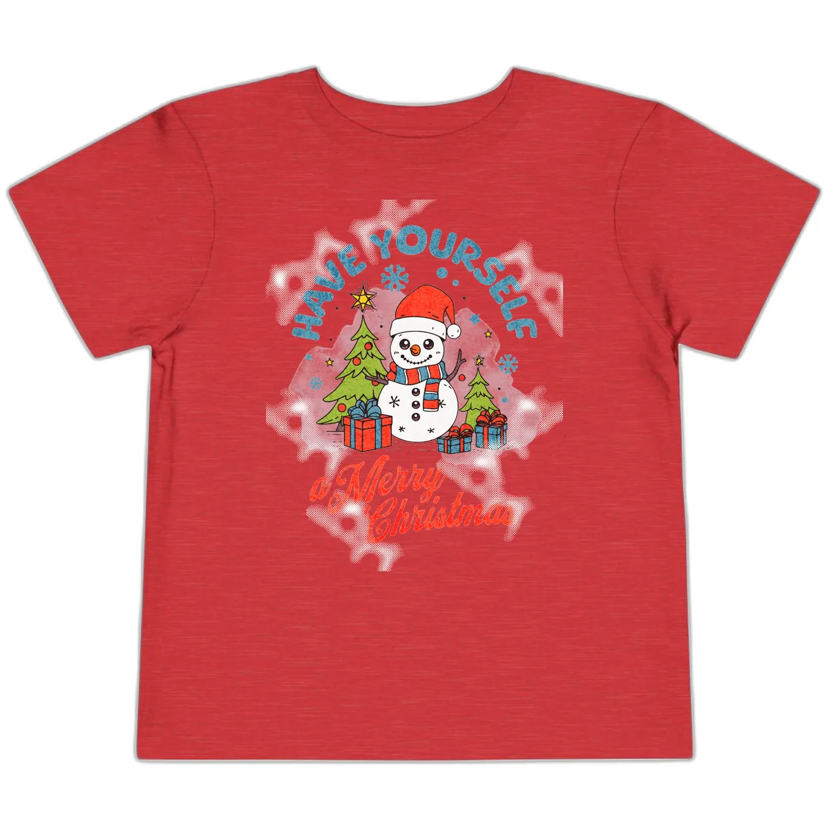 Have Yourself A Merry Snowman Christmas Toddler T-Shirt in Heather Red