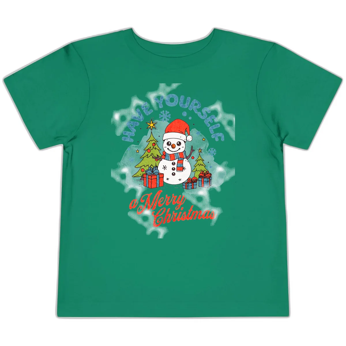 Have Yourself A Merry Snowman Christmas Toddler T-Shirt in Kelly