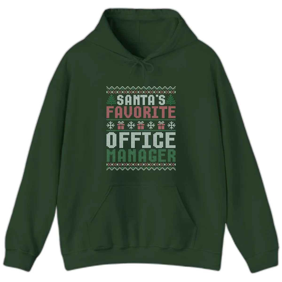 Santa's Favorite Office Manager Hoodie in Forest Green