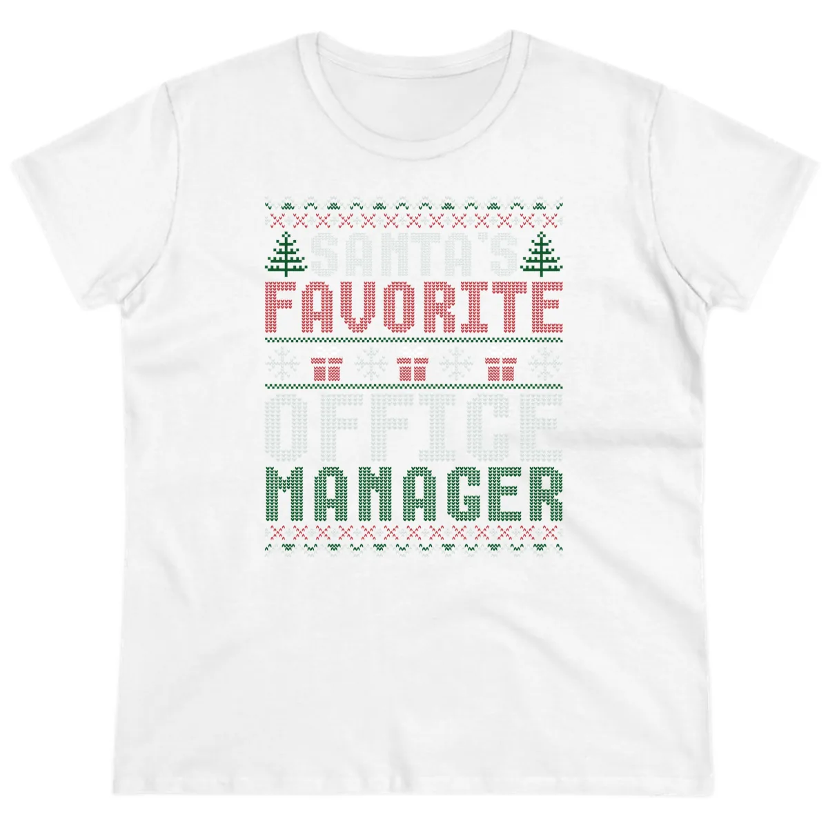 Santa's Favorite Office Manager Ladies Tee in White