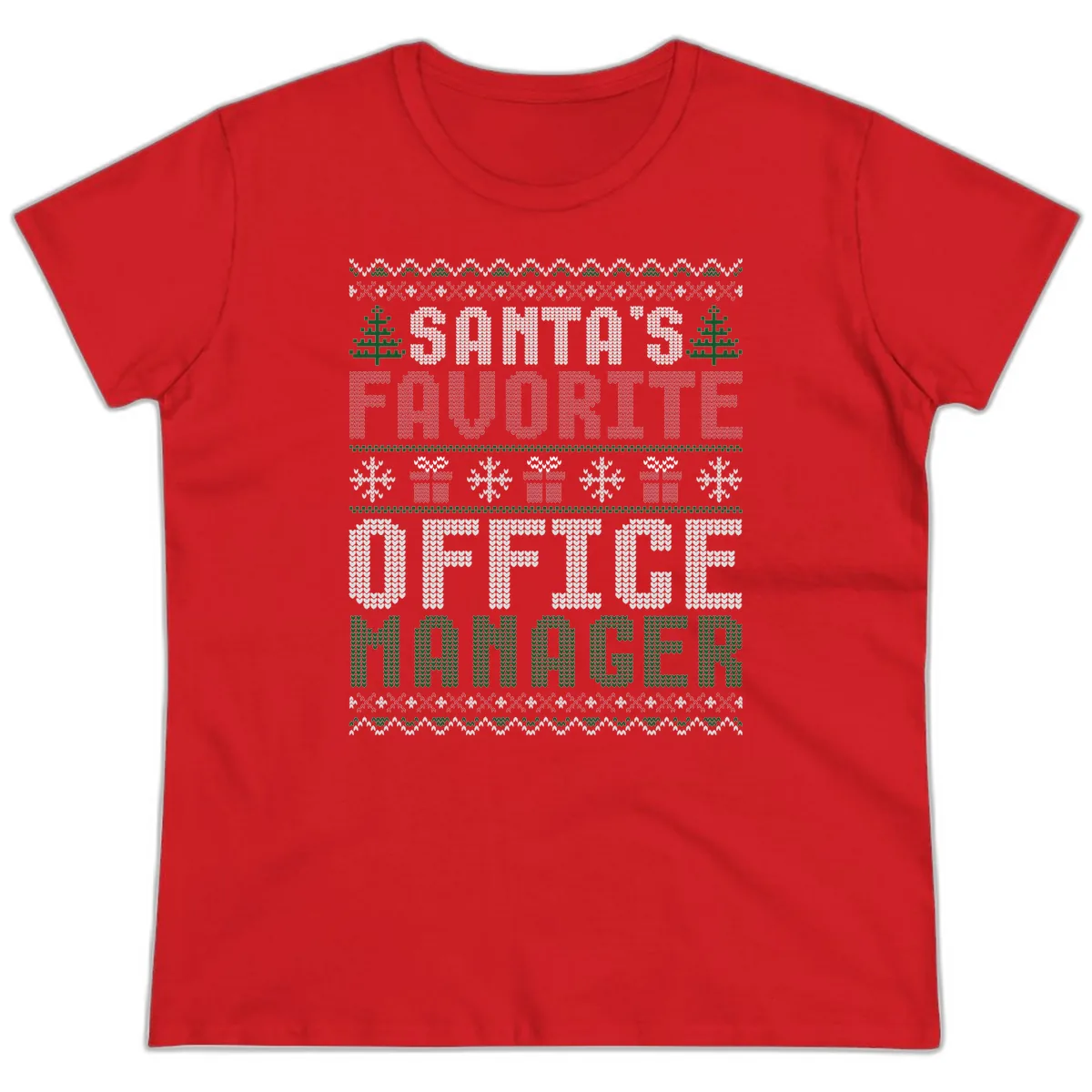 Santa's Favorite Office Manager Ladies Tee in Red