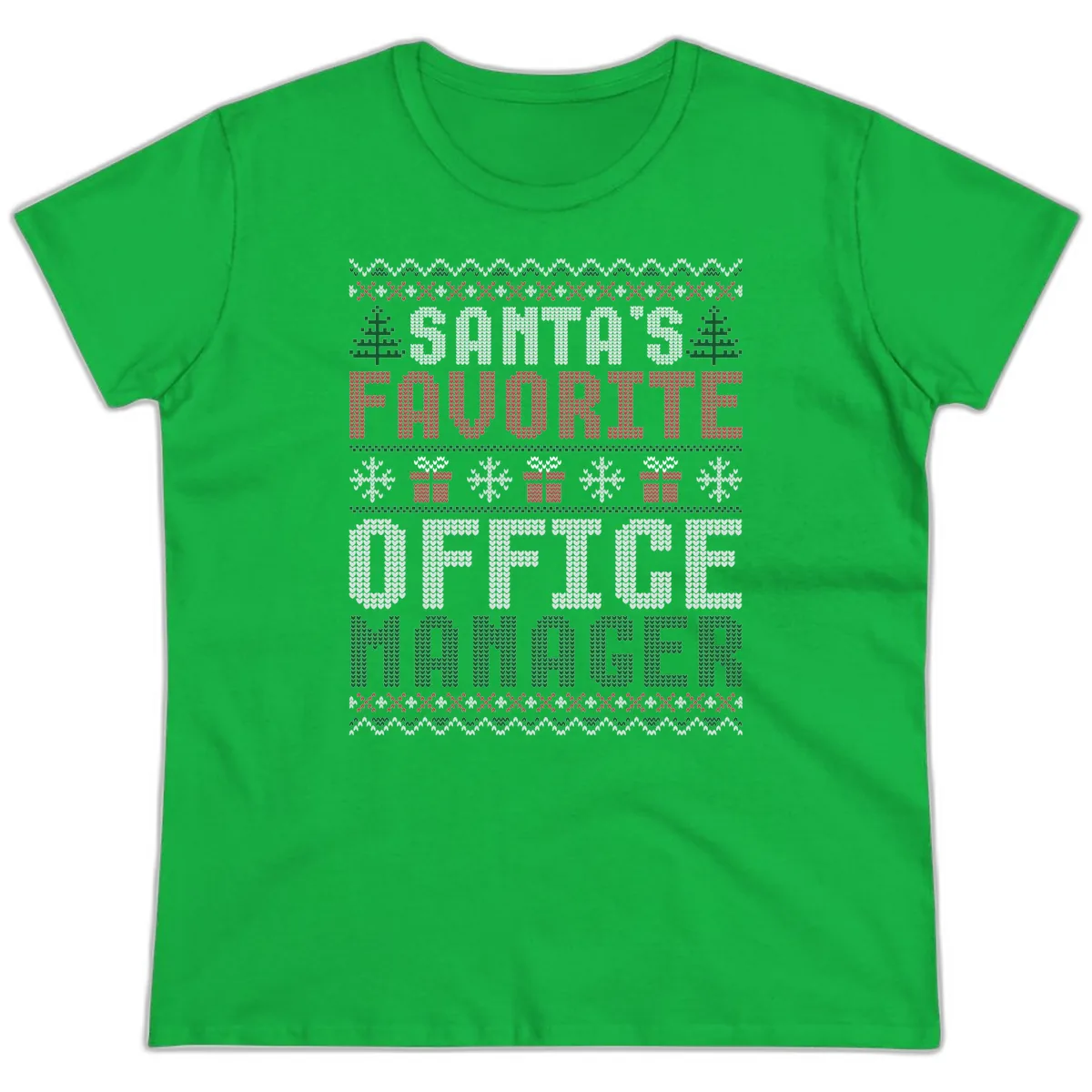Santa's Favorite Office Manager Ladies Tee in Irish Green