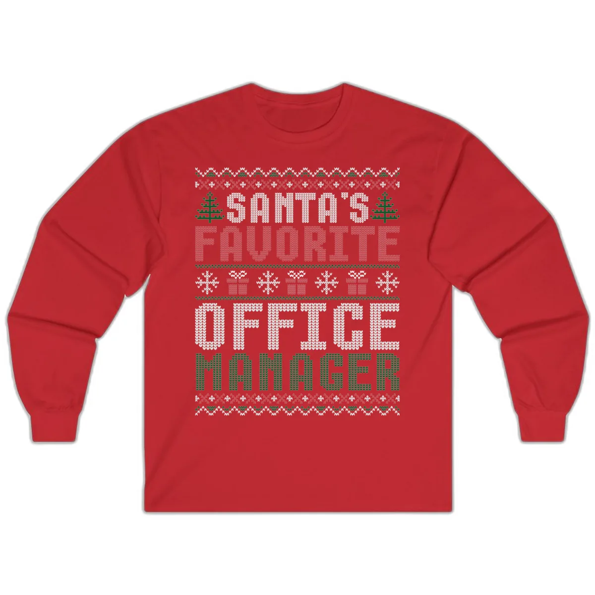 Santa's Favorite Office Manager Long Sleeve in Red