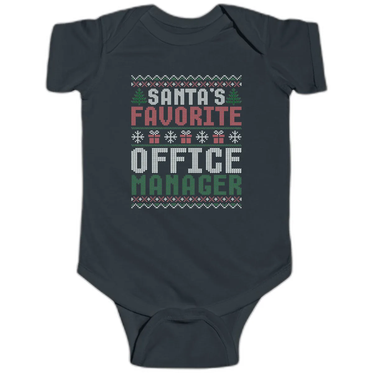 Santa's Favorite Office Manager Baby Onesie in Black