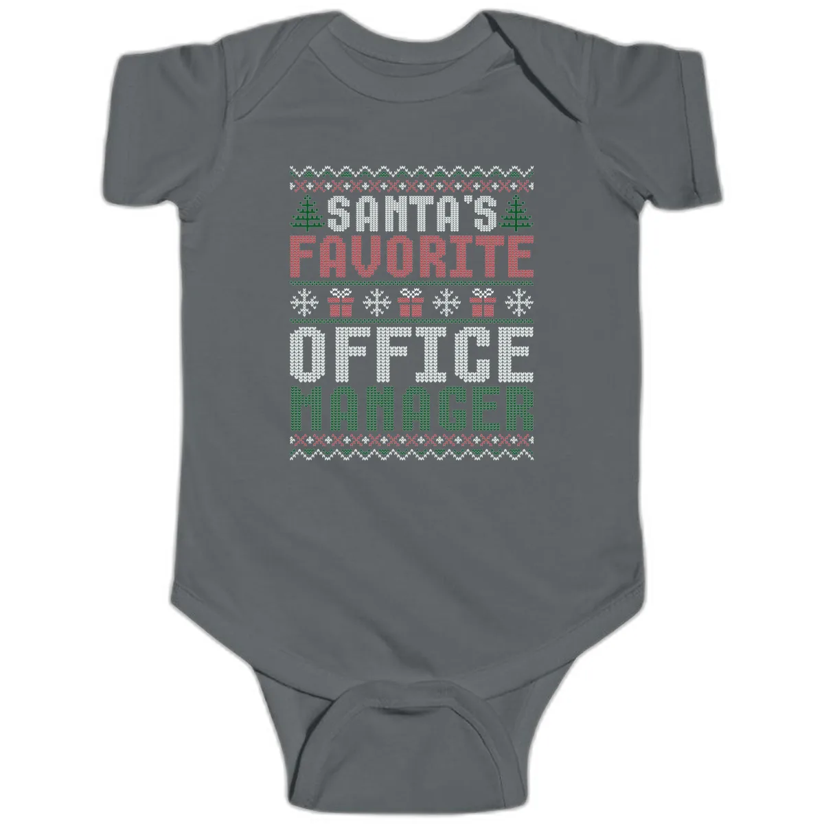 Santa's Favorite Office Manager Baby Onesie in Charcoal
