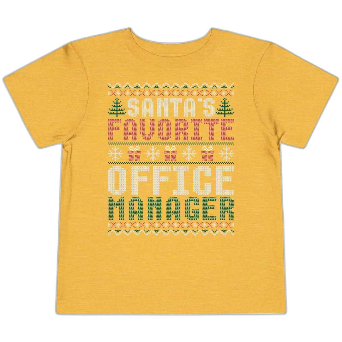 Santa's Favorite Office Manager Toddler T-Shirt in Heather Yellow Gold