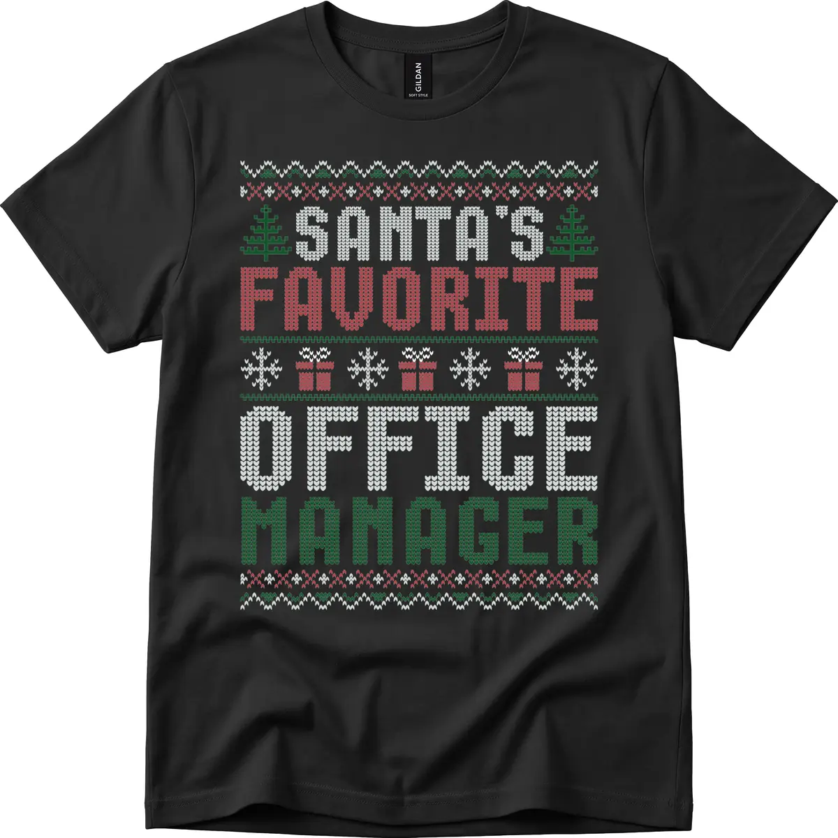 Santa's Favorite Office Manager T-Shirt in Black
