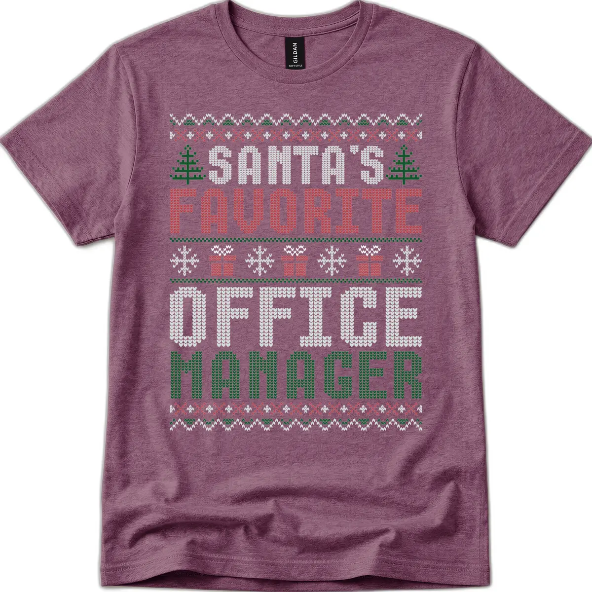 Santa's Favorite Office Manager T-Shirt in Heather Maroon