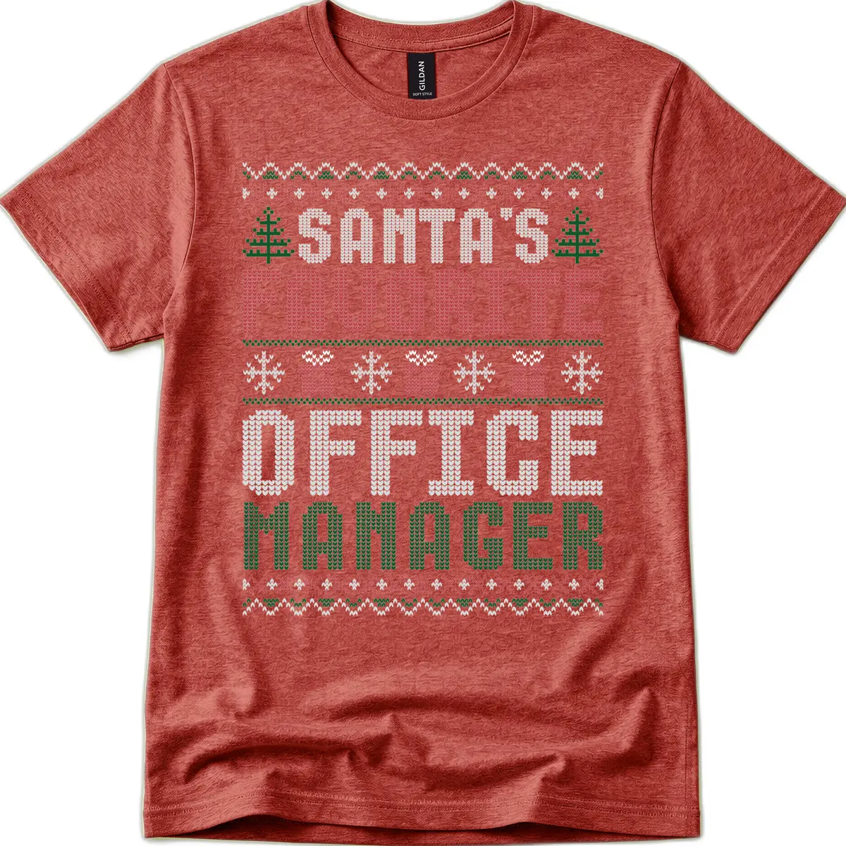 Santa's Favorite Office Manager T-Shirt in Heather Cardinal