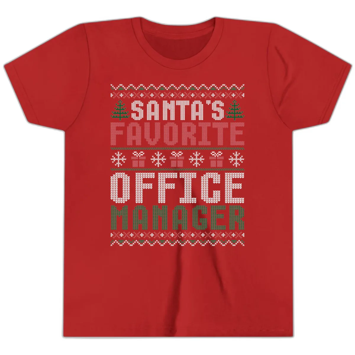 Santa's Favorite Office Manager Youth T-Shirt in Red