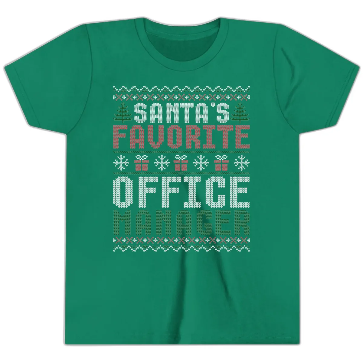Santa's Favorite Office Manager Youth T-Shirt in Kelly