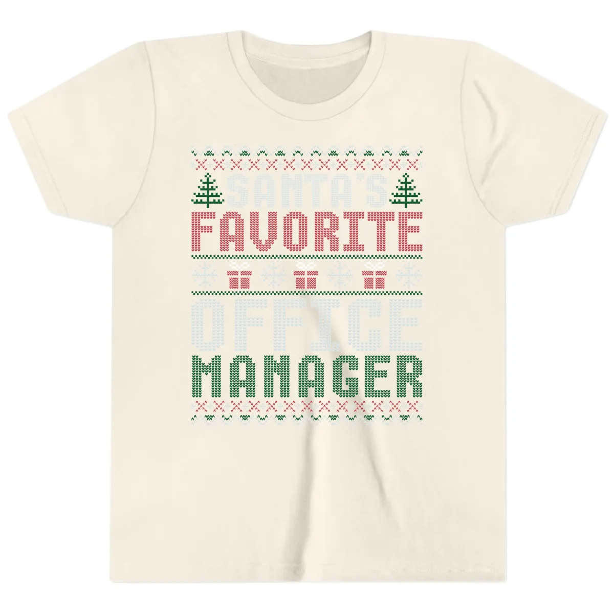 Santa's Favorite Office Manager Youth T-Shirt in Natural