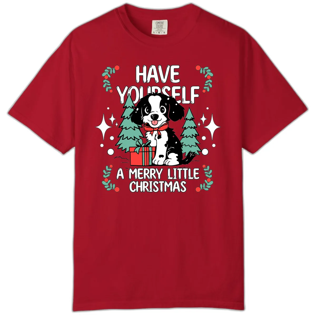 Have Yourself A Merry Little Christmas Dog Comfort Color in Red