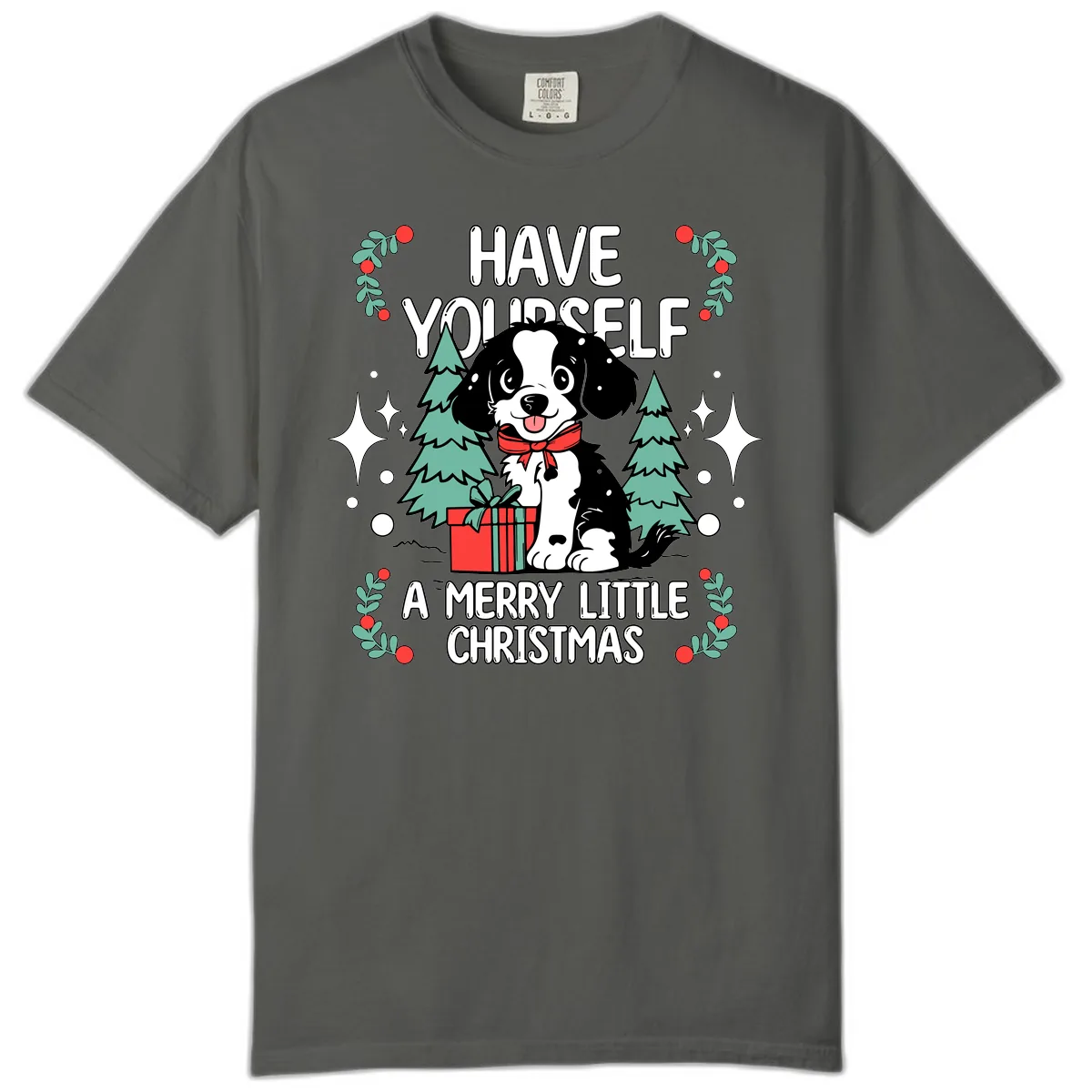 Have Yourself A Merry Little Christmas Dog Comfort Color in Pepper