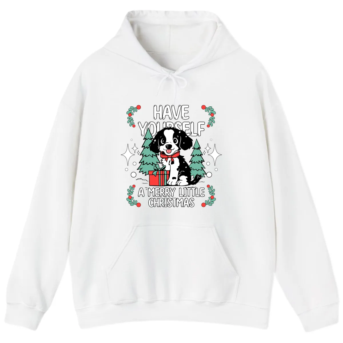 Have Yourself A Merry Little Christmas Dog Hoodie in White