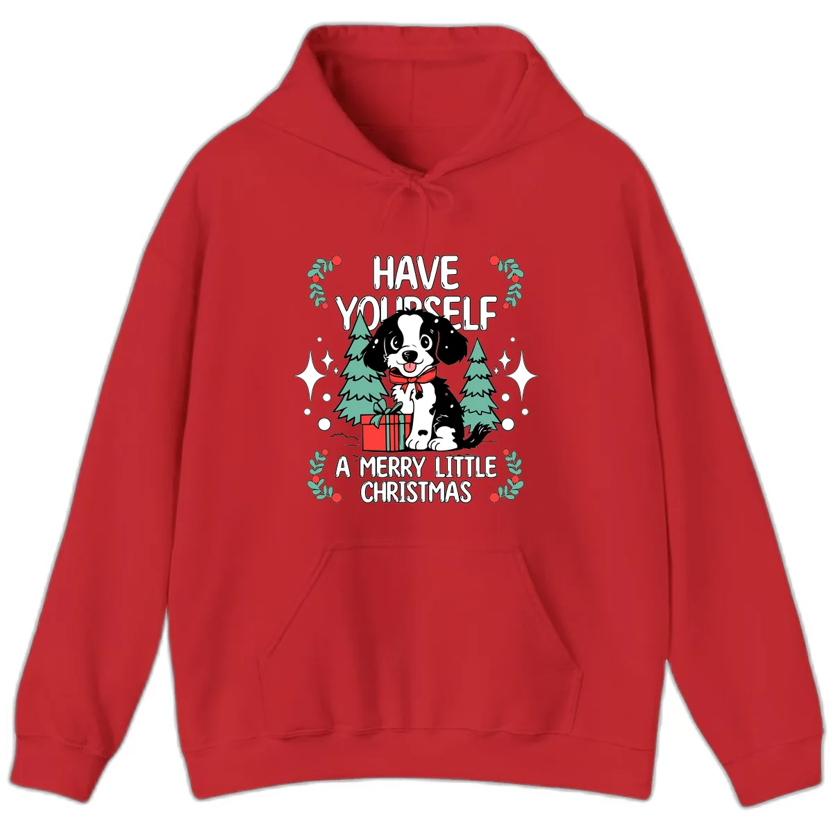 Have Yourself A Merry Little Christmas Dog Hoodie in Red