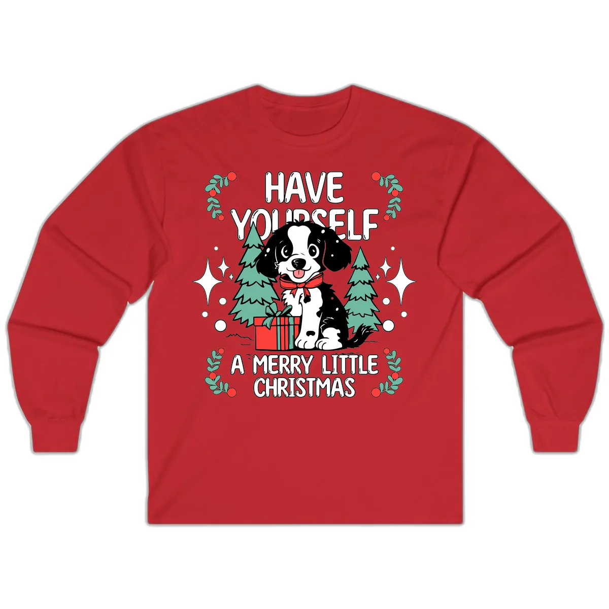 Have Yourself A Merry Little Christmas Dog Long Sleeve in Red