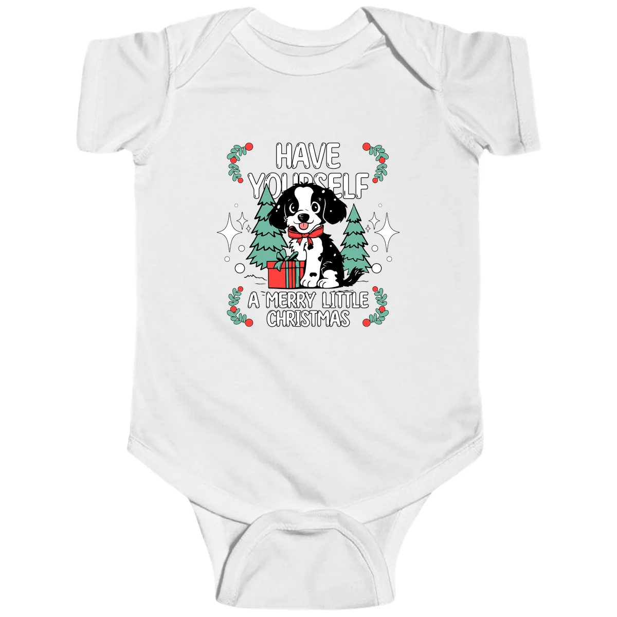 Have Yourself A Merry Little Christmas Dog Baby Onesie in White