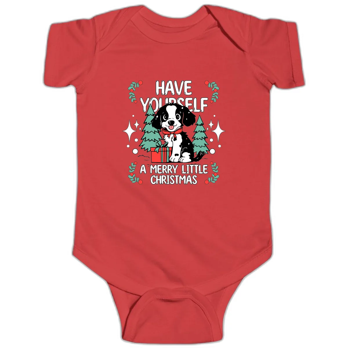 Have Yourself A Merry Little Christmas Dog Baby Onesie in Red
