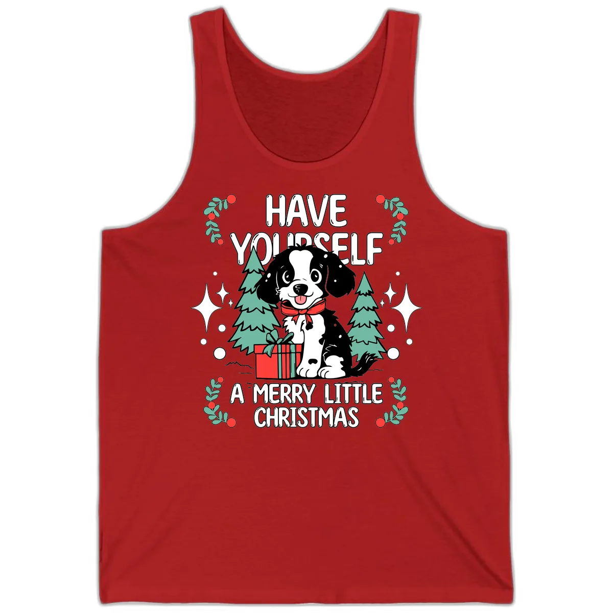 Have Yourself A Merry Little Christmas Dog Tank in Red