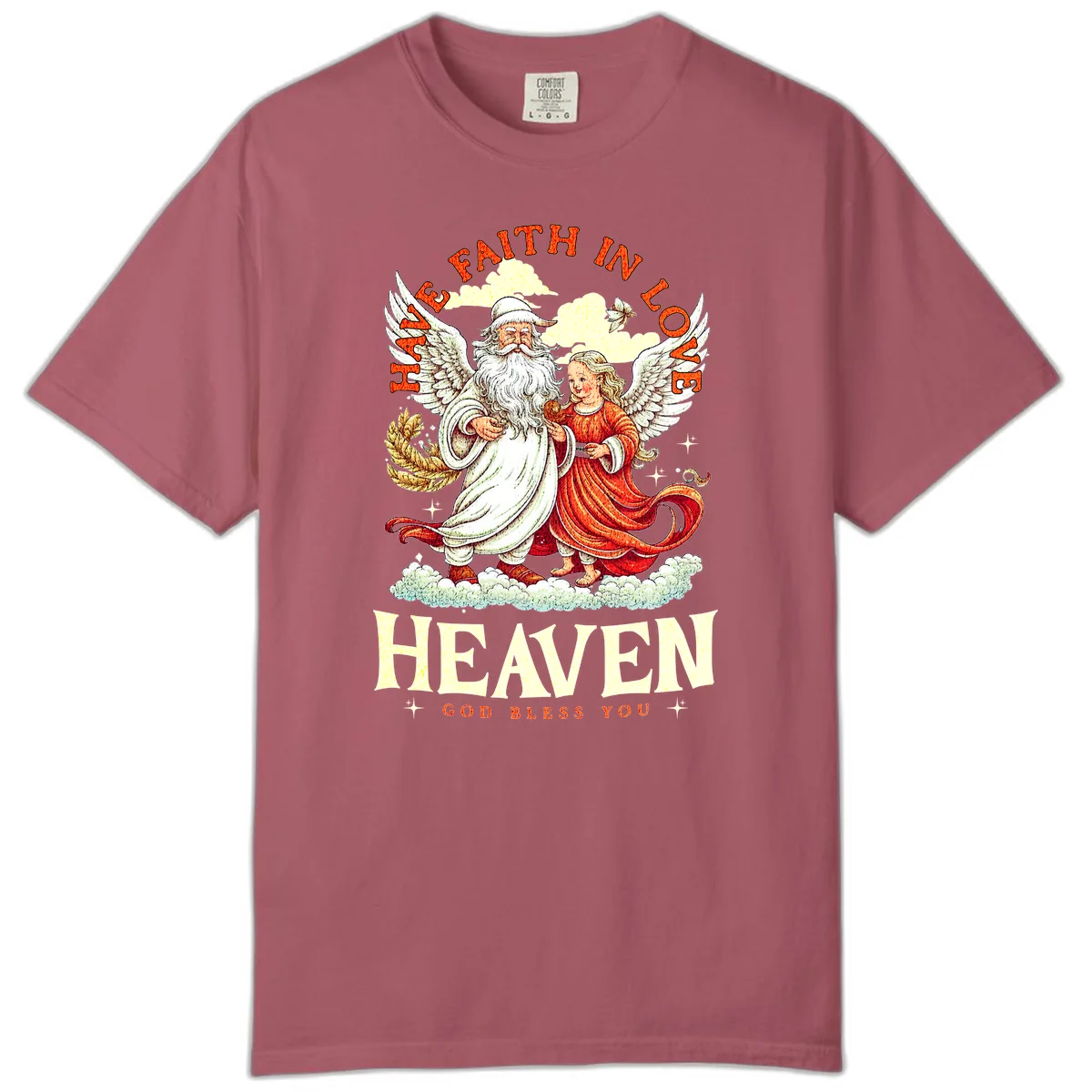 Faith In Love Heaven Santa Angel Comfort Color in Crimson