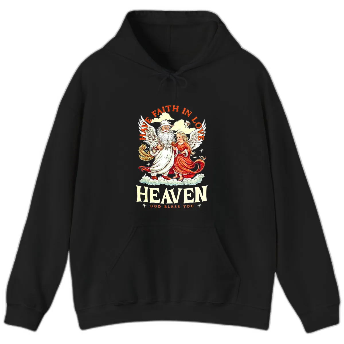 Faith In Love Heaven Santa Angel Hoodie in Black