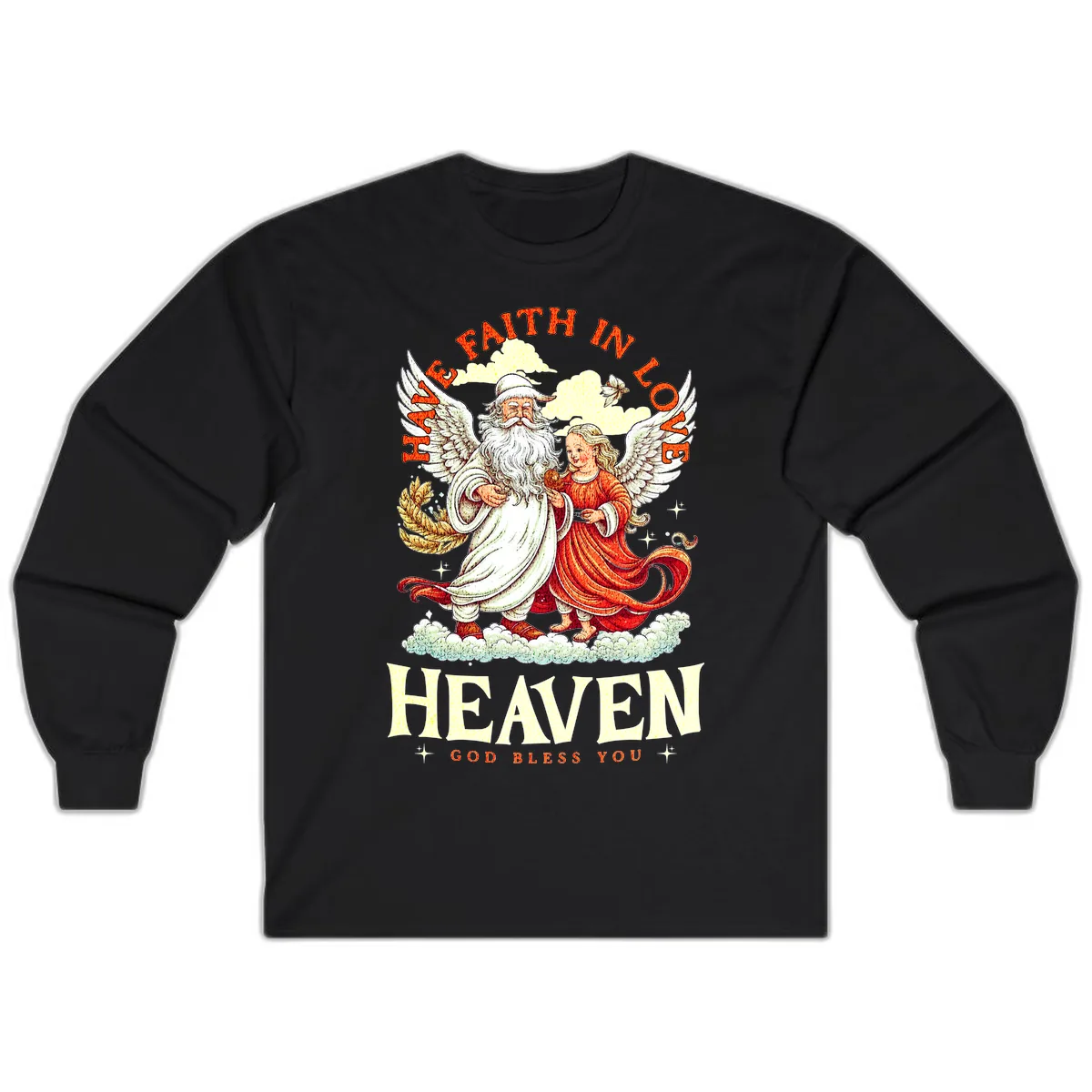 Faith In Love Heaven Santa Angel Long Sleeve in Black