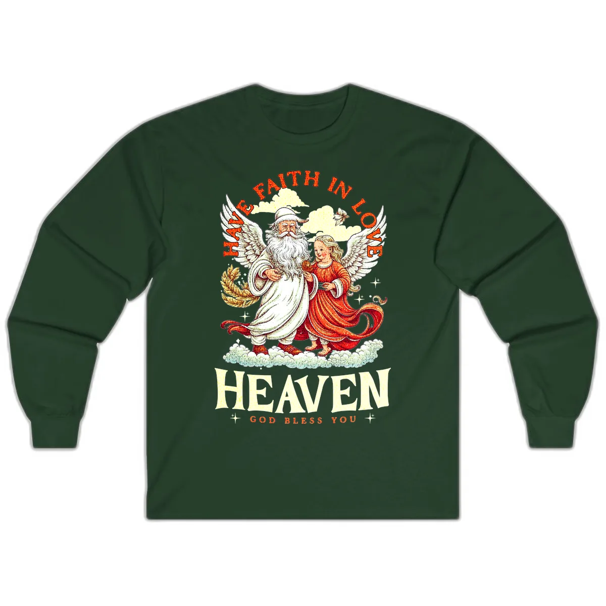 Faith In Love Heaven Santa Angel Long Sleeve in Forest Green