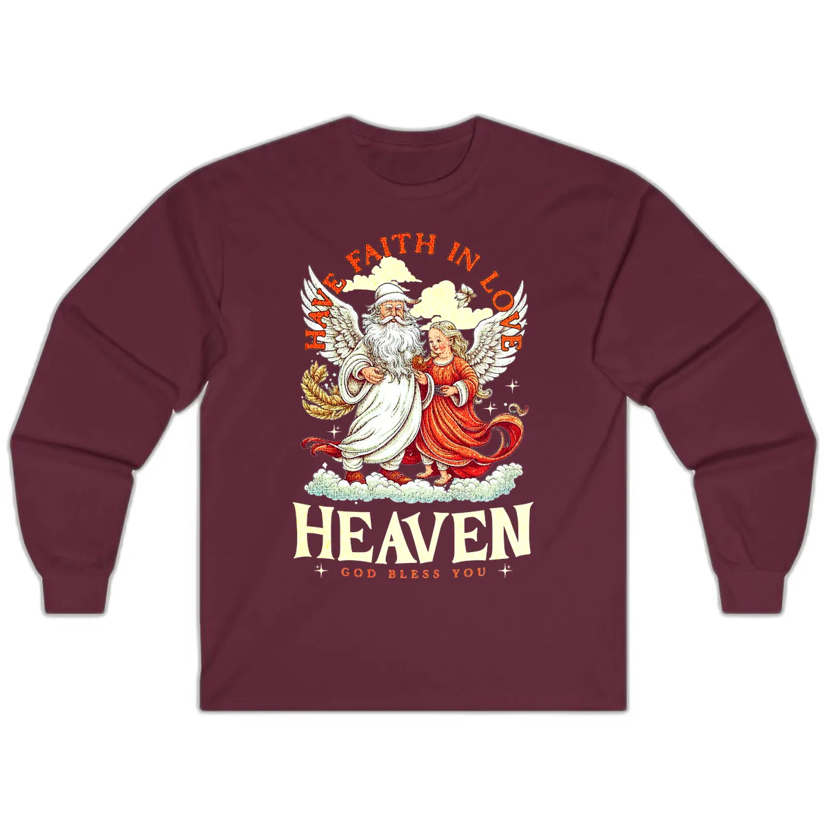 Faith In Love Heaven Santa Angel Long Sleeve in Maroon