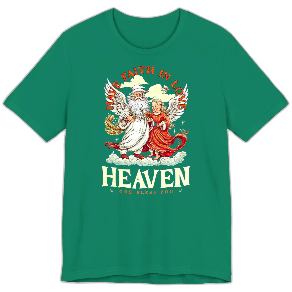 Faith In Love Heaven Santa Angel Premium T-Shirt in Kelly