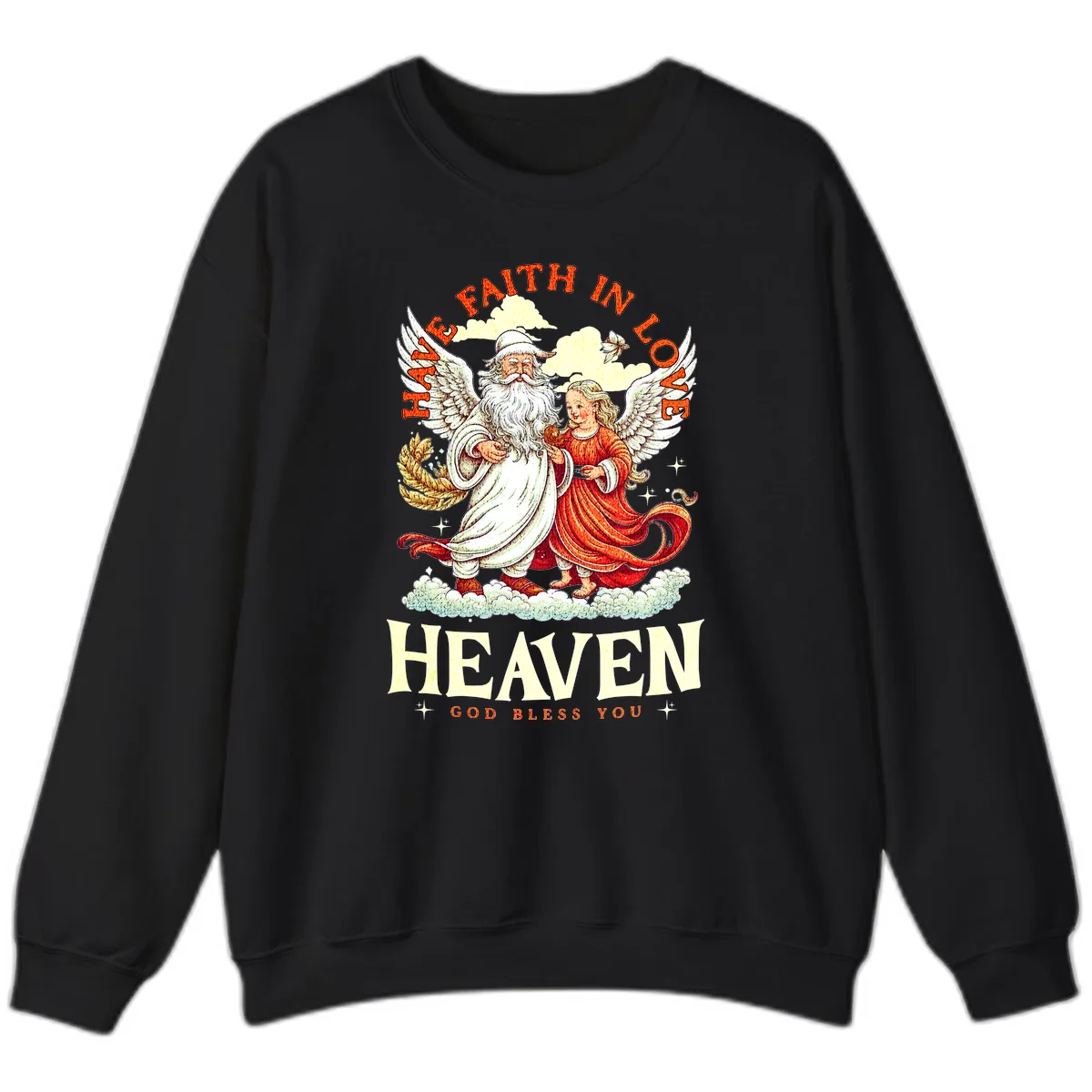 Faith In Love Heaven Santa Angel Sweatshirt in Black