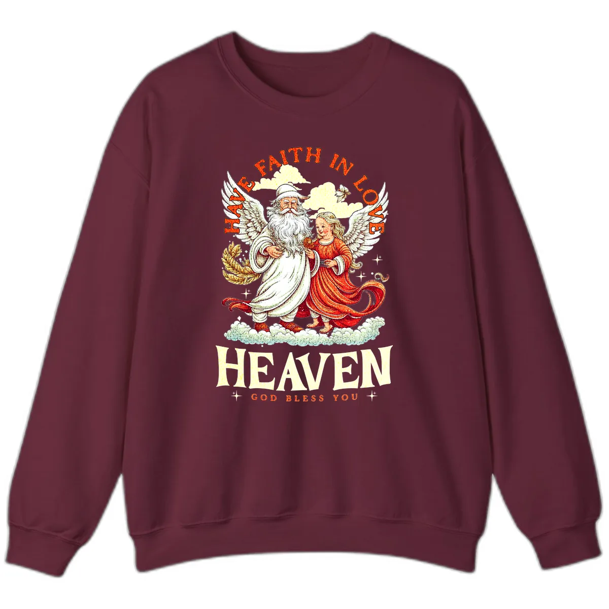 Faith In Love Heaven Santa Angel Sweatshirt in Maroon