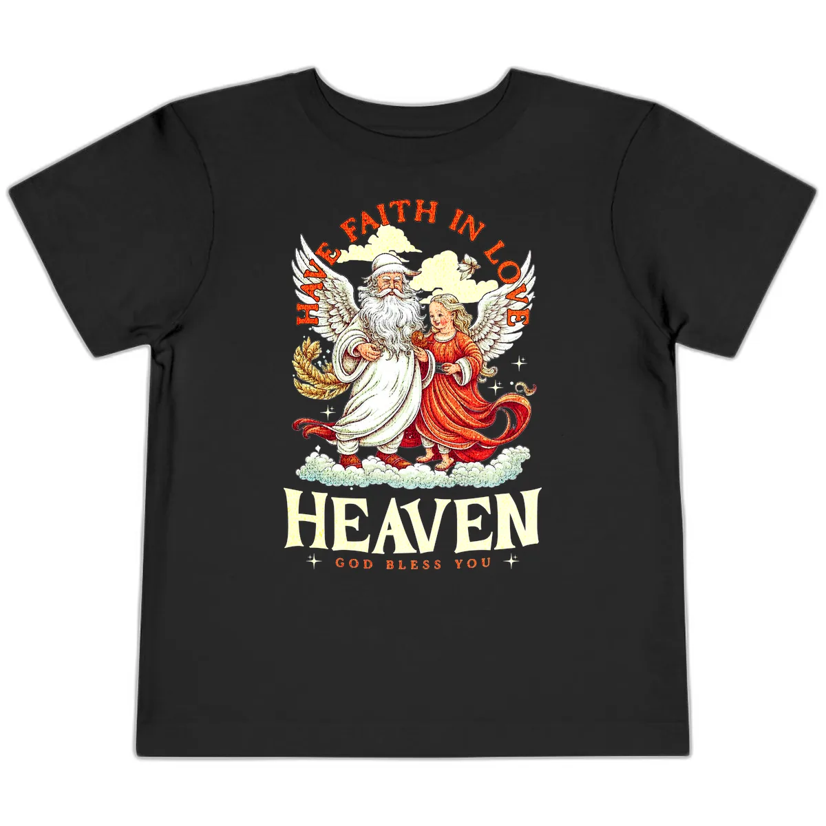 Faith In Love Heaven Santa Angel Toddler T-Shirt in Black