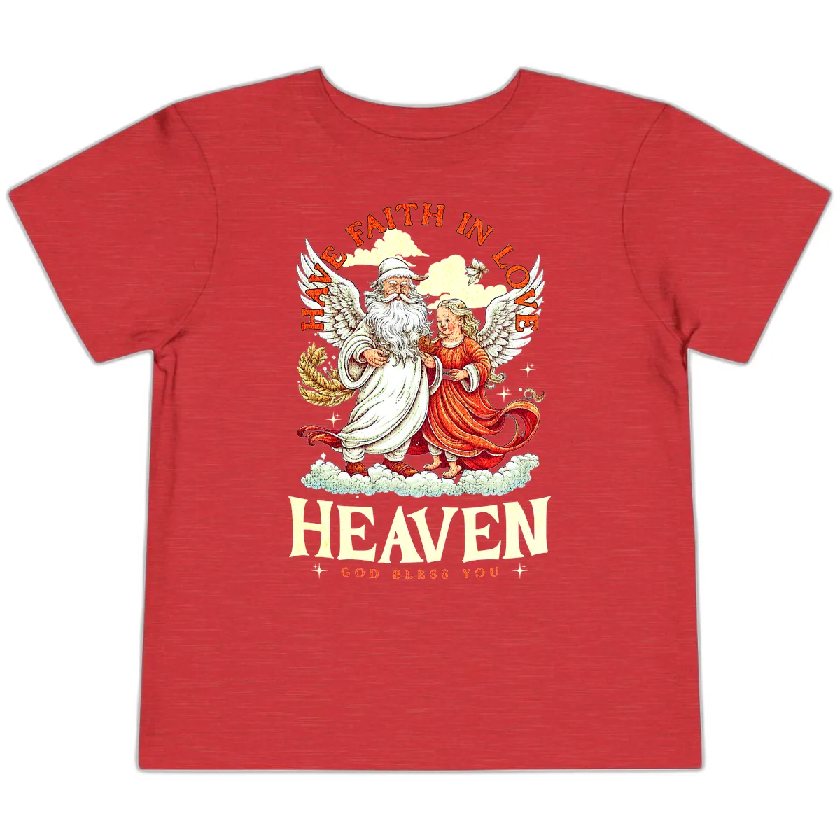 Faith In Love Heaven Santa Angel Toddler T-Shirt in Heather Red