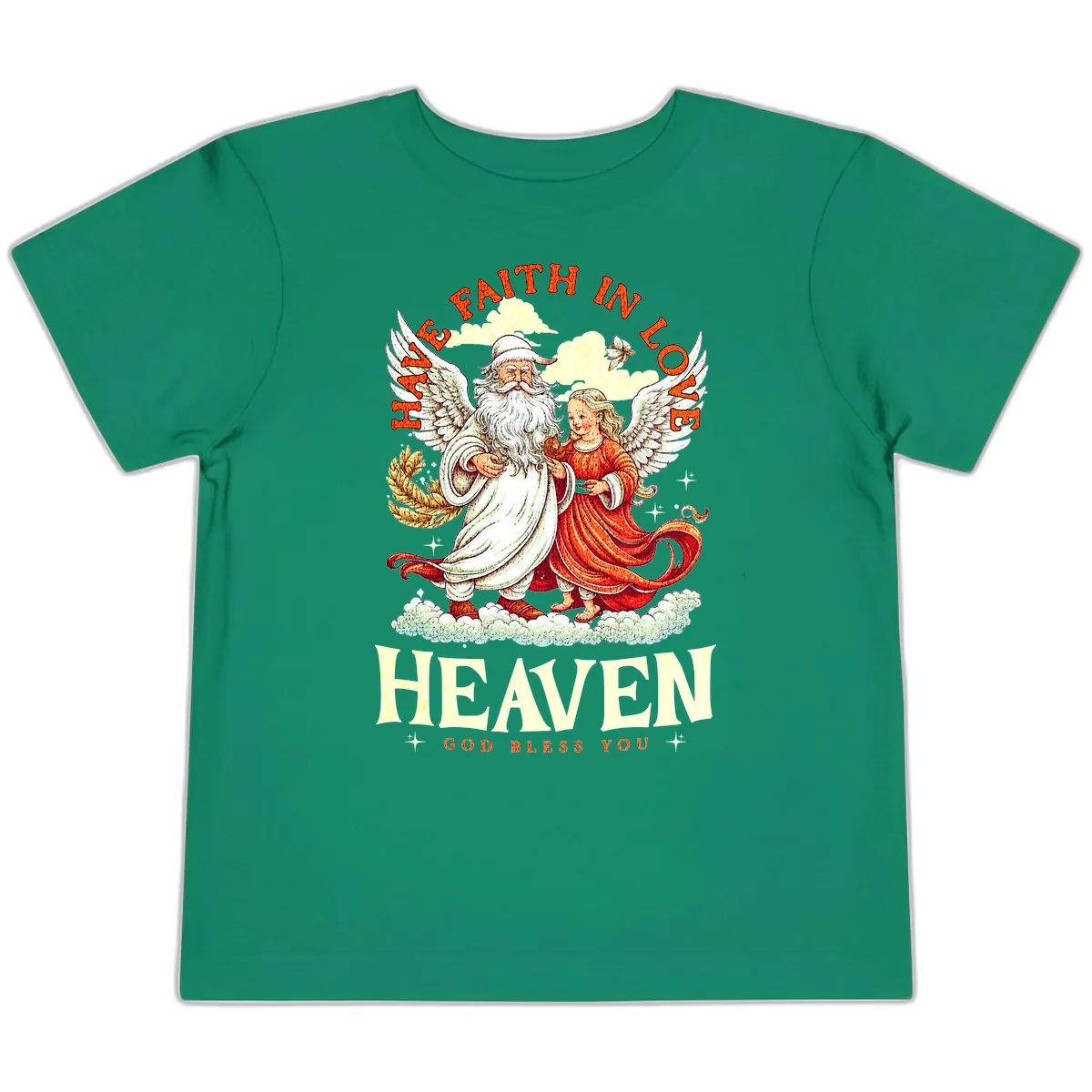 Faith In Love Heaven Santa Angel Toddler T-Shirt in Kelly