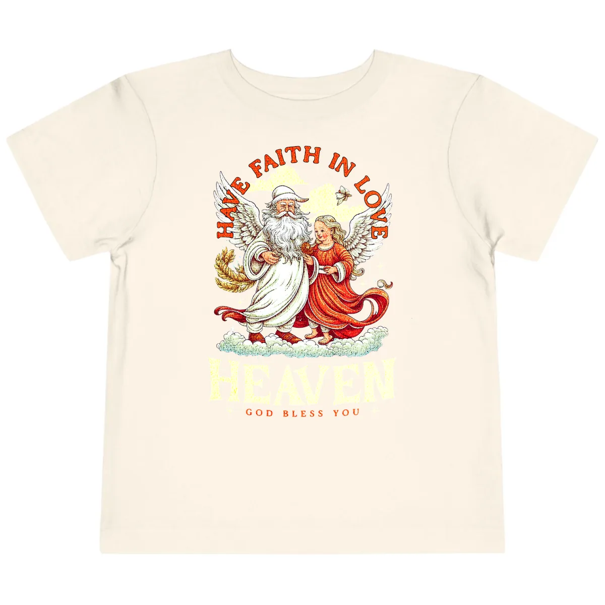 Faith In Love Heaven Santa Angel Toddler T-Shirt in Natural