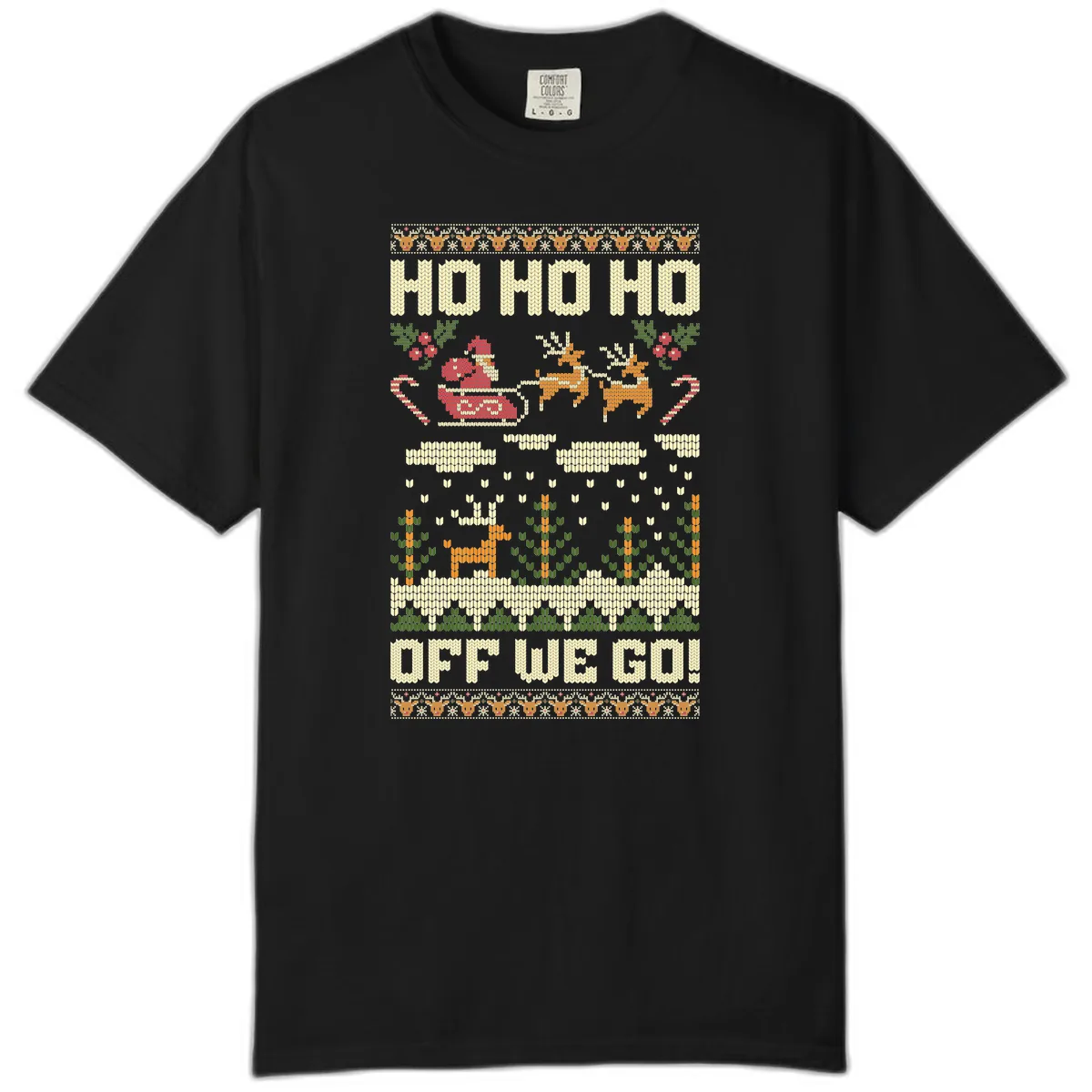 Ho Ho Ho Off We Go Christmas Comfort Color in Black