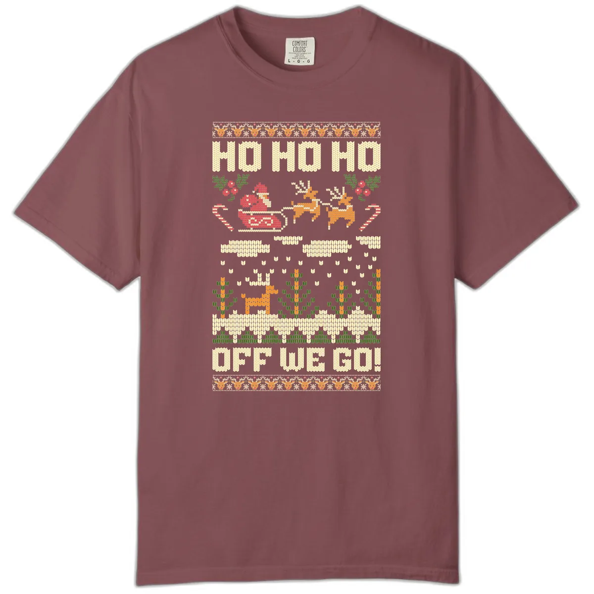 Ho Ho Ho Off We Go Christmas Comfort Color in Brick