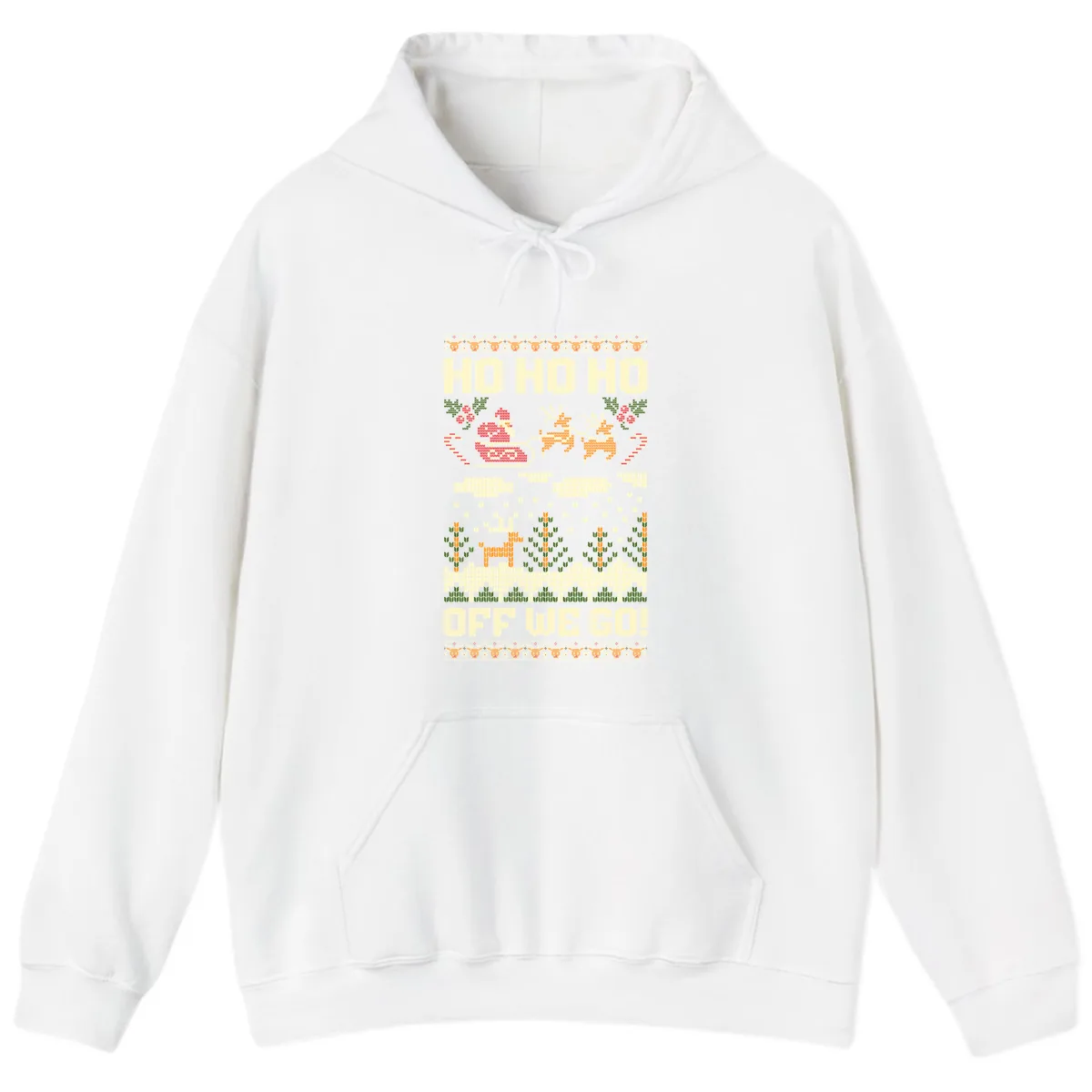 Ho Ho Ho Off We Go Christmas Hoodie in White