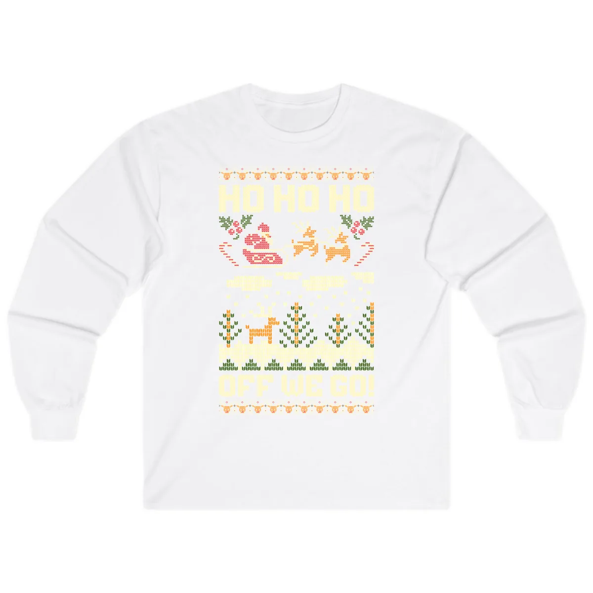 Ho Ho Ho Off We Go Christmas Long Sleeve in White