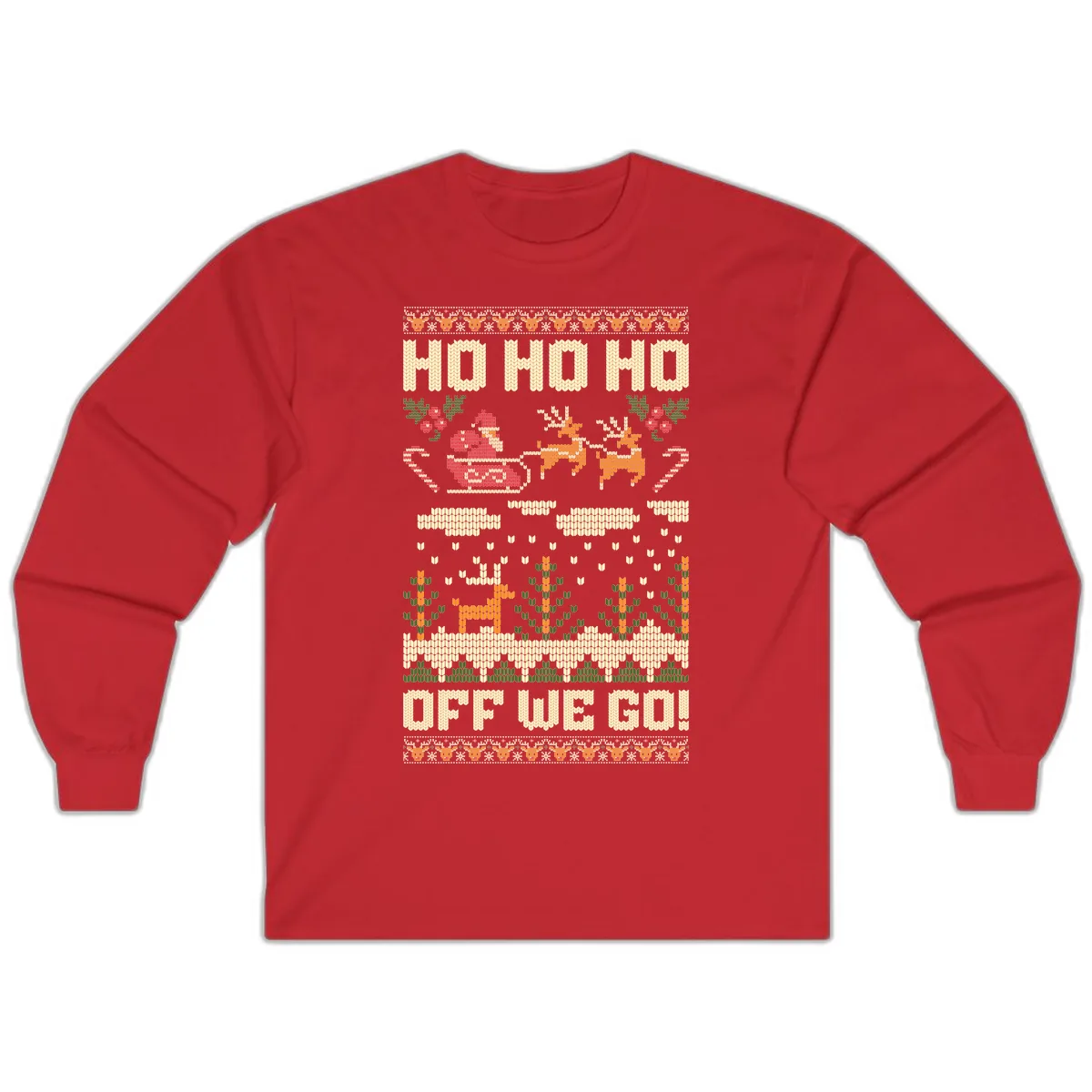 Ho Ho Ho Off We Go Christmas Long Sleeve in Red