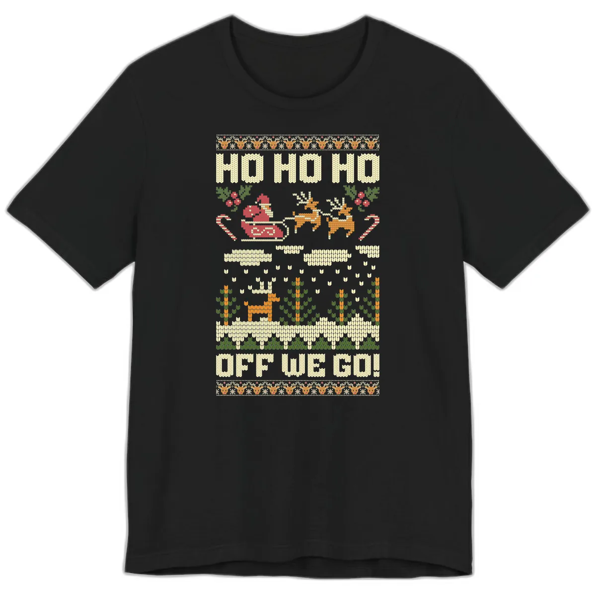 Ho Ho Ho Off We Go Christmas Premium T-Shirt in Black