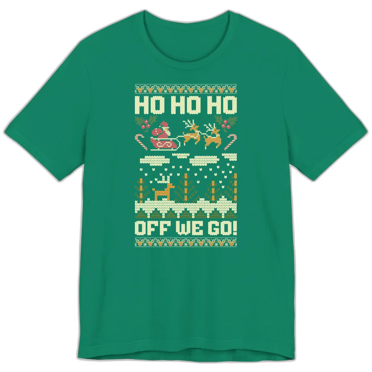 Ho Ho Ho Off We Go Christmas Premium T-Shirt in Kelly