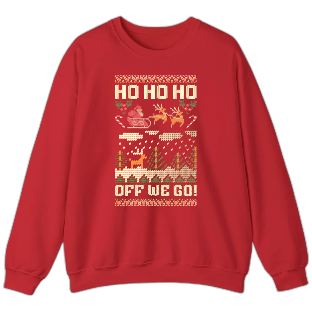 Ho Ho Ho Off We Go Christmas Sweatshirt in Red