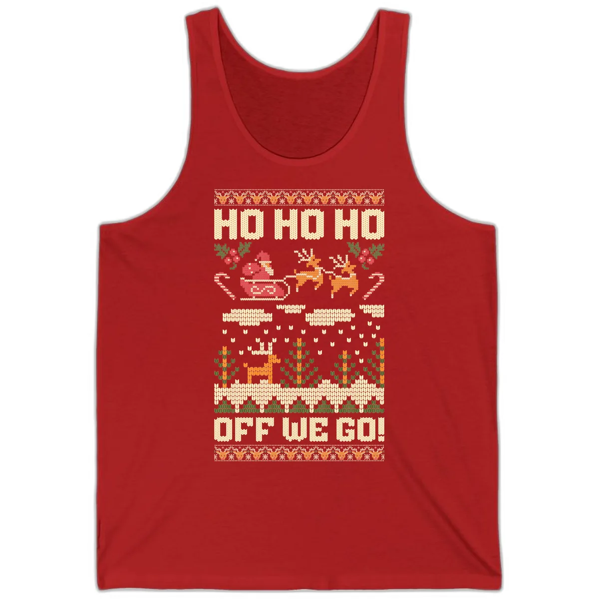Ho Ho Ho Off We Go Christmas Tank in Red