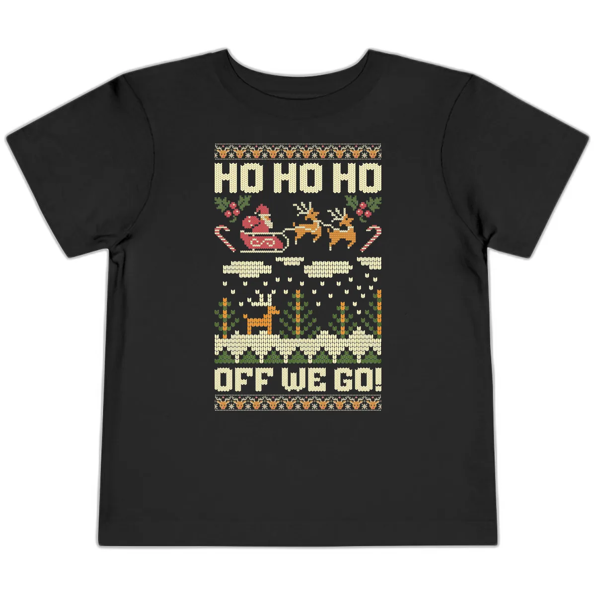 Ho Ho Ho Off We Go Christmas Toddler T-Shirt in Black