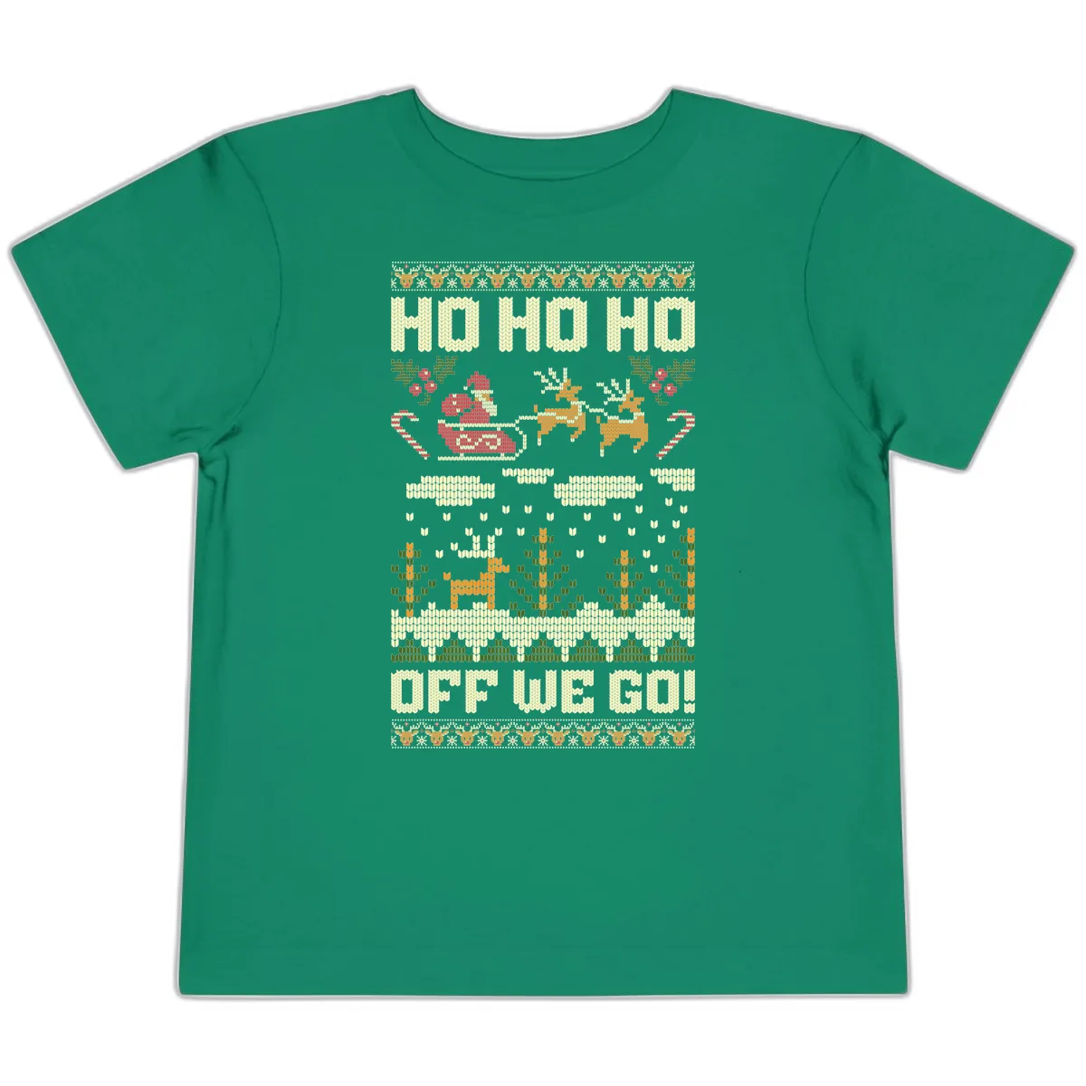 Ho Ho Ho Off We Go Christmas Toddler T-Shirt in Kelly