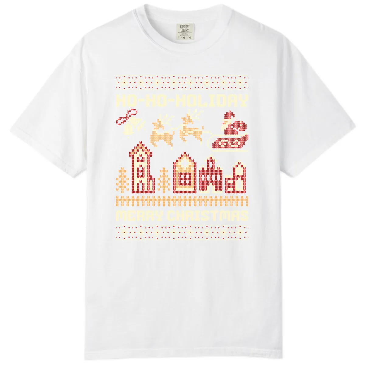 Ho Ho Holiday Ugly Christmas Sweater Comfort Color in White