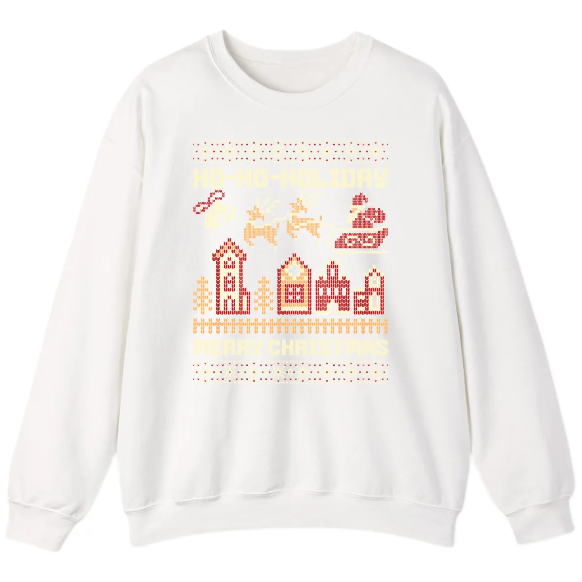 Ho Ho Holiday Ugly Christmas Sweater Sweatshirt in White